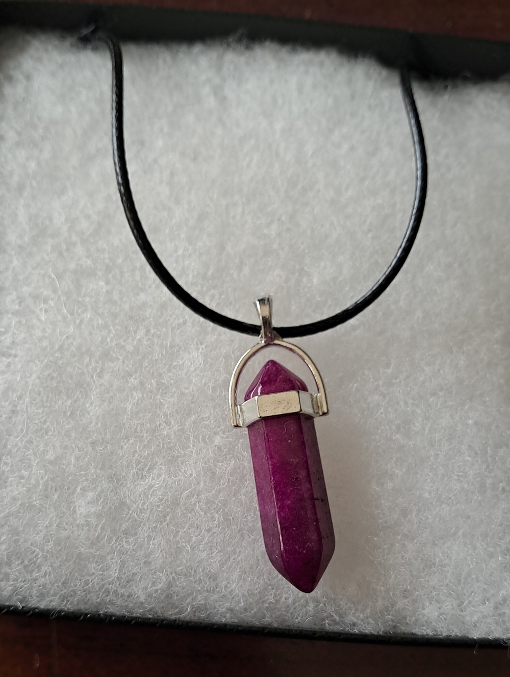Purple Crystal Point Pendant Necklace - Handmade